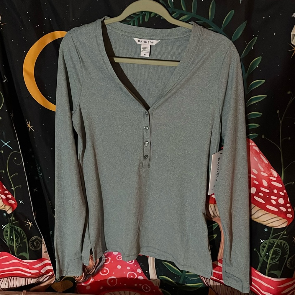 Athleta Uptempo Ribbed Henley Top